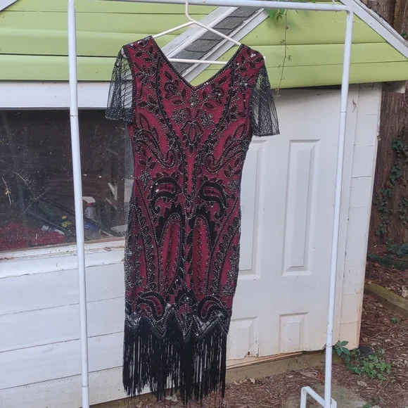 Fundaisy Dresses | ! Reduced ! Funddaisy Flapper Beaded Dress | Color: Black/Red | Size: M